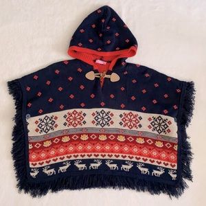 LC Waikiki | Fair Isle Toggle Hooded Fringe Sweater Poncho (4-5 | 104-110cm)